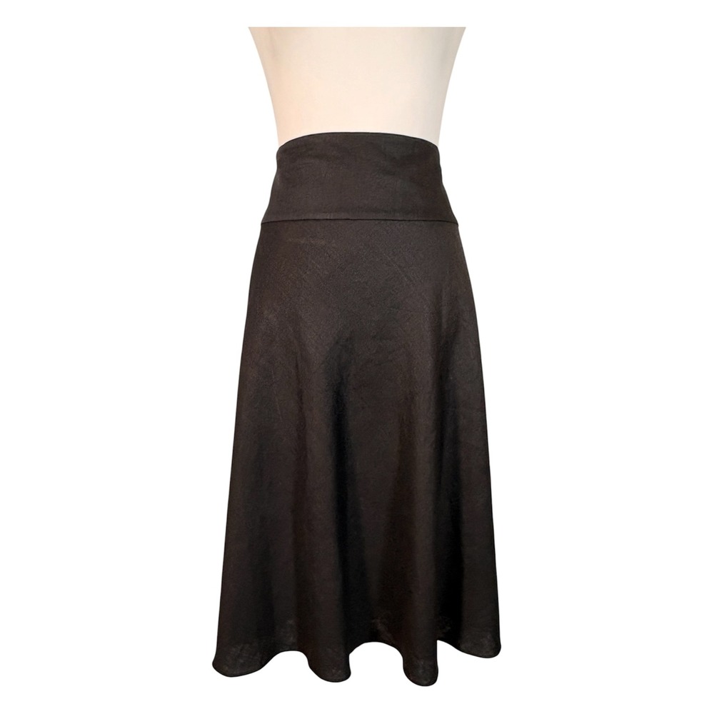 LAUREN Ralph Lauren Black 100% Linen Skirt 10 Corporate Goth Dark Forest Witch